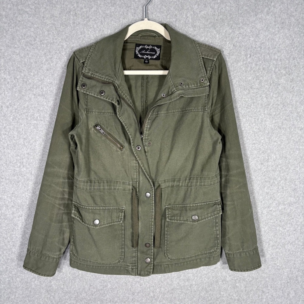 Ambiance‎ Utility Field Jacket Large Olive Army Green Military Chore Barn Cotton